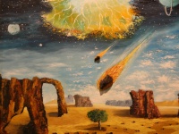 Quadro con meteorite vera